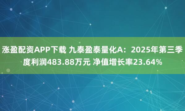 涨盈配资APP下载 九泰盈泰量化A：2025年第三季度利润483.88万元 净值增长率23.64%