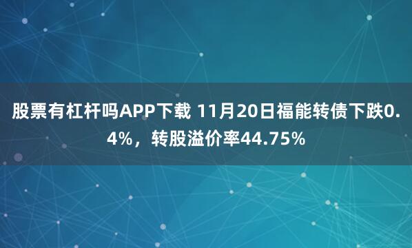 股票有杠杆吗APP下载 11月20日福能转债下跌0.4%，转股溢价率44.75%