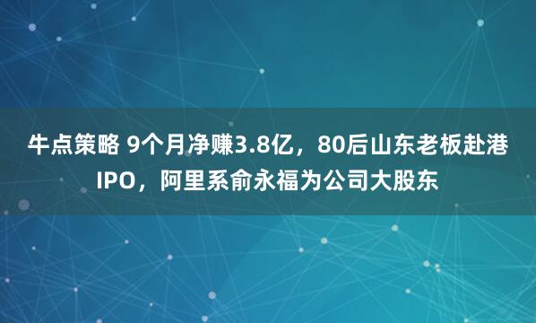 牛点策略 9个月净赚3.8亿，80后山东老板赴港IPO，阿里系俞永福为公司大股东